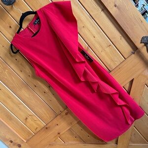 Lulu's Vibrant Red flutter Asymmetrical cocktail Midi Dress